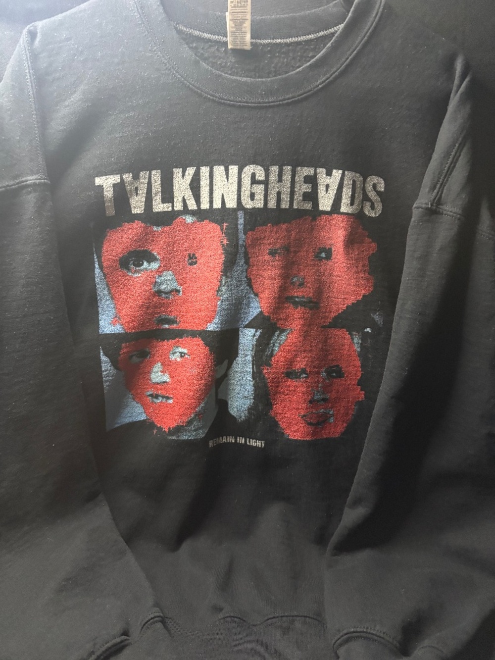 Talking Heads Unisex 2XL Remain In Light Black Graphic Crewneck Sweatshirt.